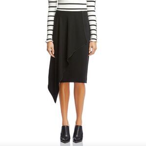NEW NWT Bailey 44 Giselle Ruffle Front Black Knee Length Pencil Skirt Size 2